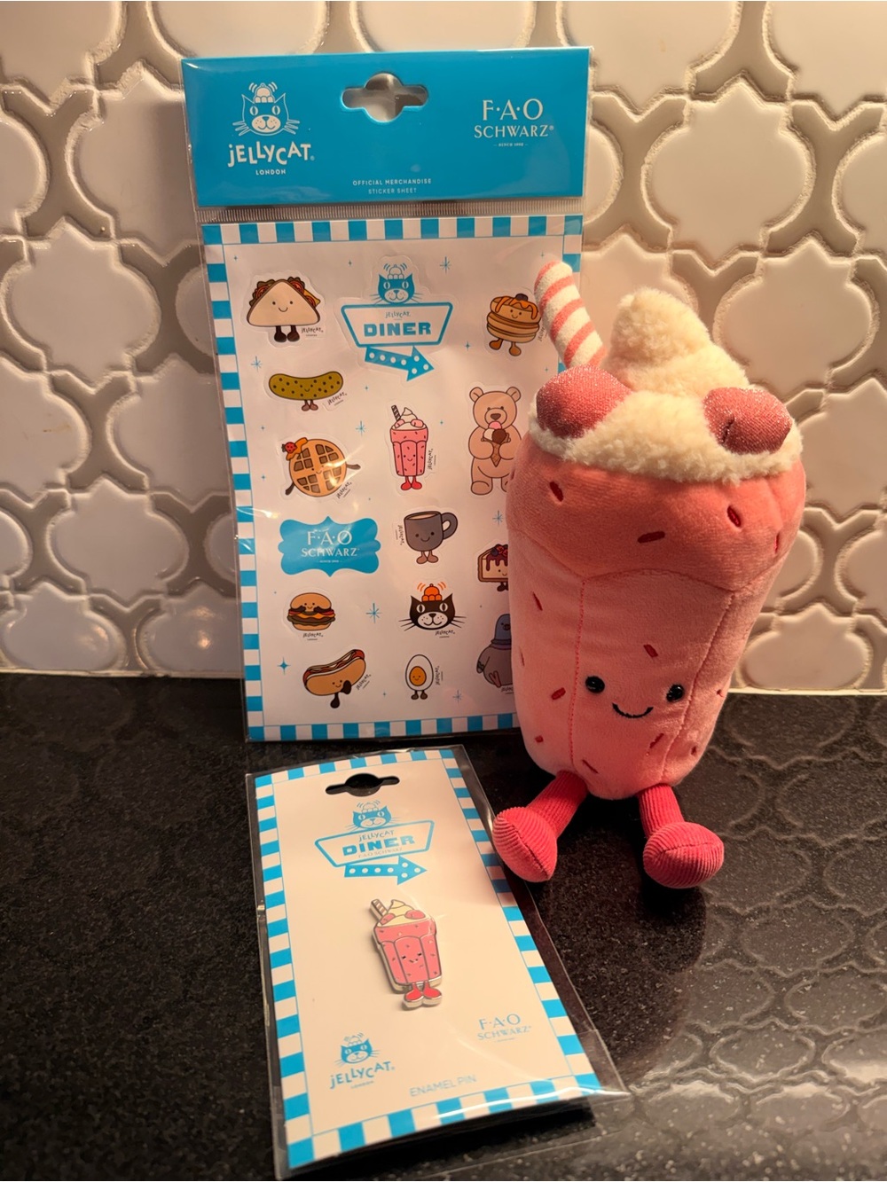 Jellycat Milkshake with Matching Diner Pin & Sticker Sheet